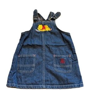 Disney Winnie the Pooh Denim Kids Overall Dress 24 mos 90s